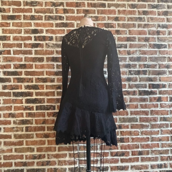 Double Ruffle Lace Dress in Black - Picture 2 of 15